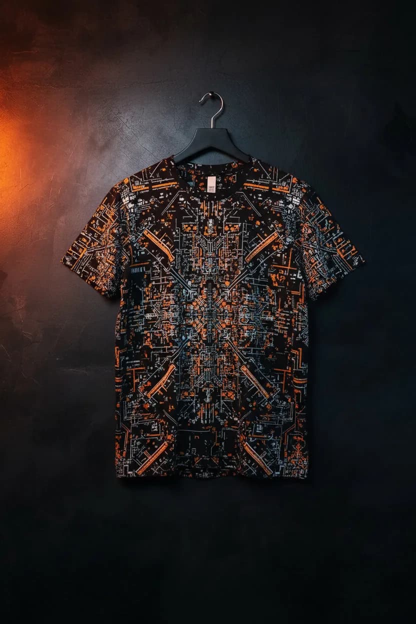 printed tee shirts DTF all-over print on hanger — digital prints lab moodiefy india