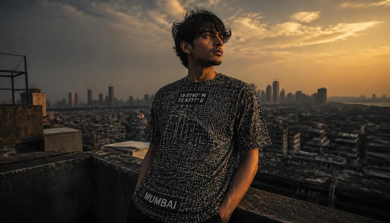 street t shirt cartographic all-over print for men — typographic map lab moodiefy india